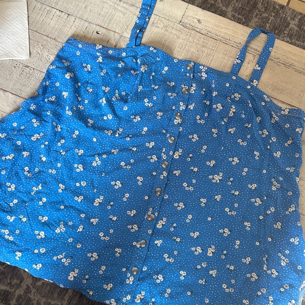 Torrid Blue Floral Button-Down Blouse